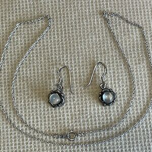 925 S.S.  jewelry lot. 3 necklaces, five pair earrings and a MONET bracelet.